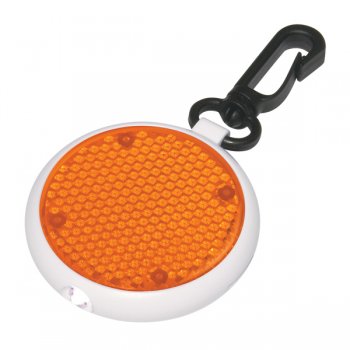 LED Blinking Custom Keychains Light With Swivel Clip - Translucent Orange