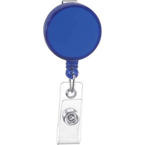 Custom Round Badge Holder Keychains - Translucent Blue