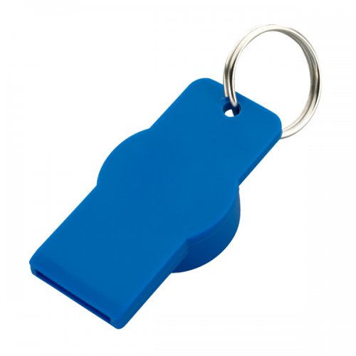 Custom Twist-Top Bottle And Can Opener With Metal Split Keychain Rings - Blue