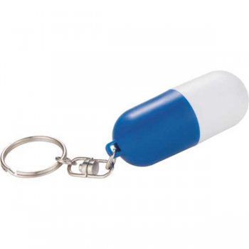 Customized Pill Case Keychains - White/ Blue