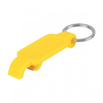 Customized Slim Bottle Opener With Metal Keychain Rings - Yellow