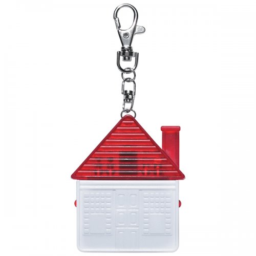 Personalized House Shape Tool Kit with Keychain Rings - Translucent Red