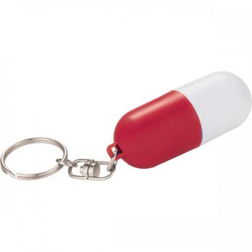 Personalized Pill Case Keychains - White/ Red