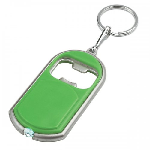 Promotional Bottle Opener Keychains With LED Light - Lime Green
