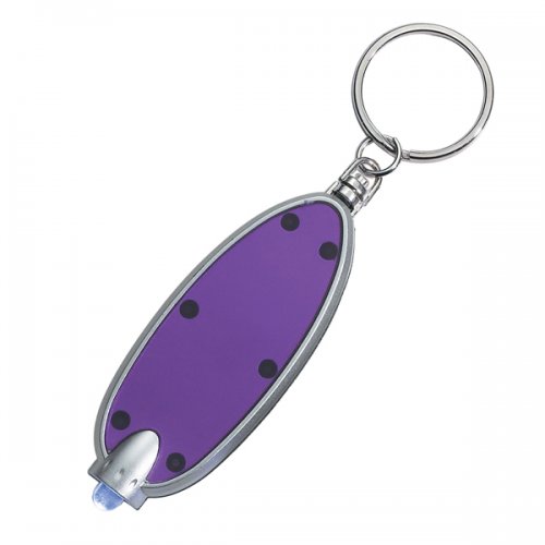 Promotional Oval LED Keychains - Translucent Purple