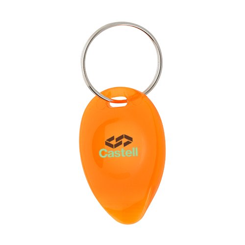 Promotional Tear Drop Shape Lottery Scratcher Keychains - Translucent Orange