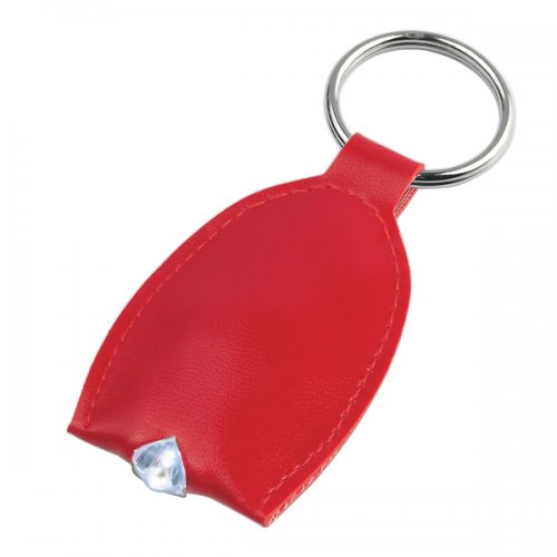 Customized Leather Look LED Keychains - Red
