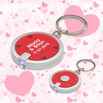 Wedding Round Simple Touch LED Keychains - Red