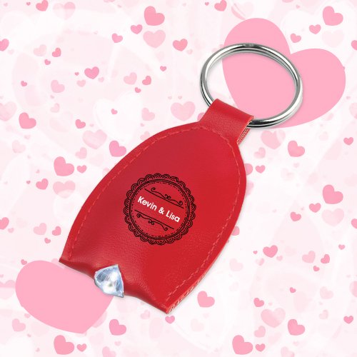 Leather Look Wedding Keychain Favors LED - Red