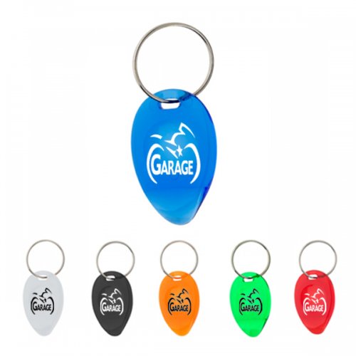 Custom Tear Drop Shape Lottery Scratcher Keychains - Translucent Blue