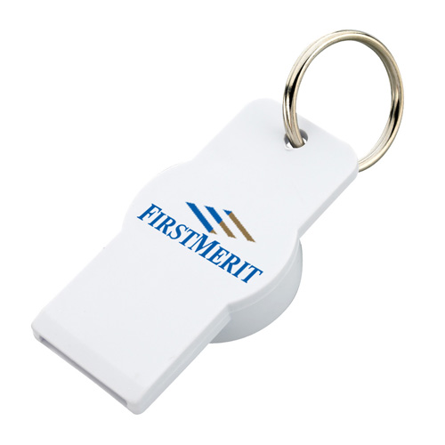 Personalized Keychains With Twist-Top Bottle and Can Opener - White